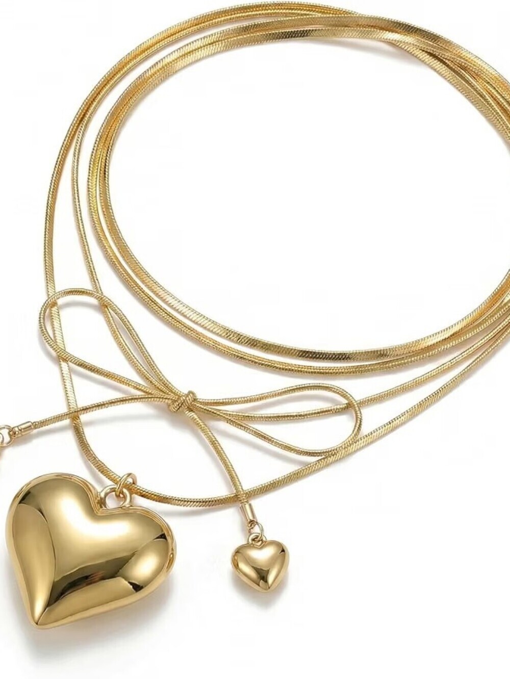 Chunky Heart Tie Necklace Wrap Choker with Heart Pendant